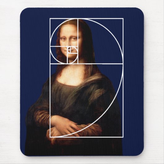 Leonardo da Vinci Mona Lisa Fibonacci sequentie Muismat (Voorkant)