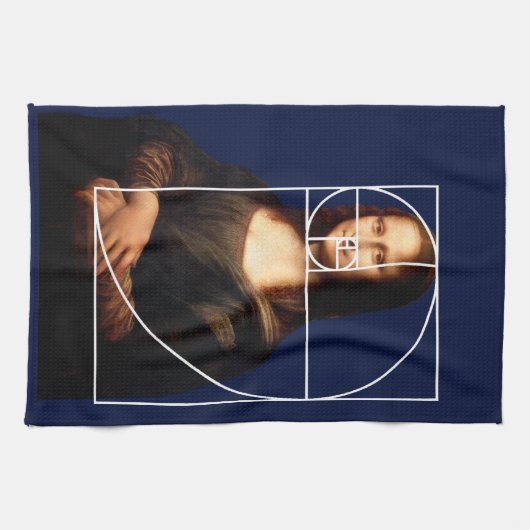 Leonardo da Vinci Mona Lisa Fibonacci sequentie Theedoek (Horizontaal)