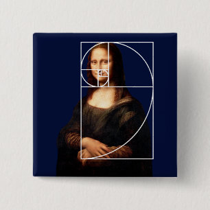 Leonardo da Vinci Mona Lisa Fibonacci sequentie Vierkante Button 5,1 Cm