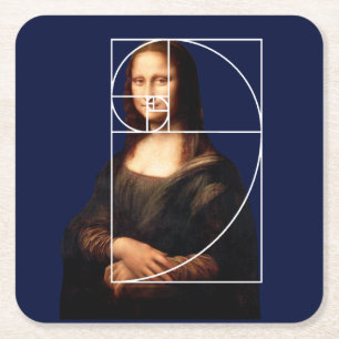 Leonardo da Vinci Mona Lisa Fibonacci sequentie Vierkante Kartonnen Onderzetter