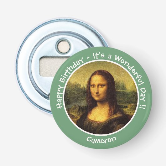 Leonardo da Vinci Mona Lisa Party Collectie Button Flesopener (Voorkant)