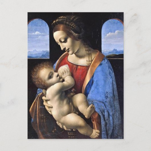 LEONARDO DA VINCI MOTHER MARY & JESUS BRIEFKAART (Voorkant)