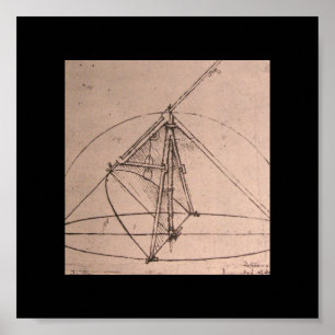 Leonardo da Vinci, ontwerp voor een parabool kompa Poster