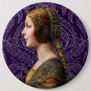 Leonardo da Vinci Portret La Bella Principessa Ronde Button 6,0 Cm