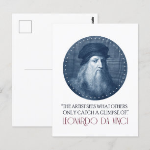 Leonardo da Vinci Portret met Citaat Briefkaart
