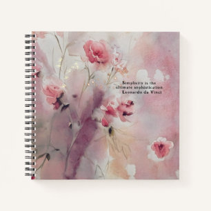 Leonardo da Vinci Quote Pink Floral Journal Notitieboek