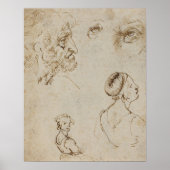 Leonardo Da Vinci schetst beroemde kunst Poster (Voorkant)