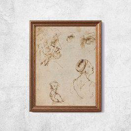 Leonardo Da Vinci schetst beroemde kunst Poster