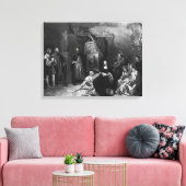 Leonardo da Vinci schildert de Gioconda Canvas Afdruk (Insitu (Woonkamer))