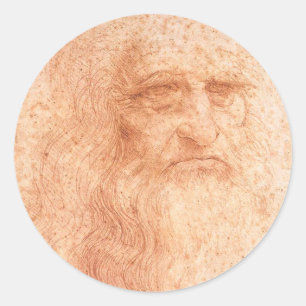 Leonardo da Vinci Self Portrait Red Chalk Ronde Sticker