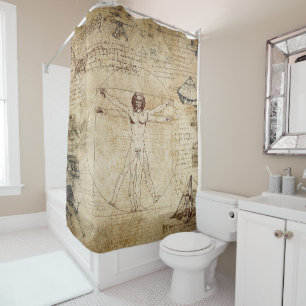 Leonardo Da Vinci Vitruvian Man collage Douchegordijn