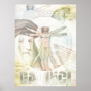 Leonardo Da Vinci Vitruvian Man Collage Poster