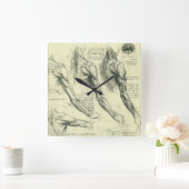 Leonardo da Vinci's anatomie van arm en schouder Vierkante Klok (Huis)