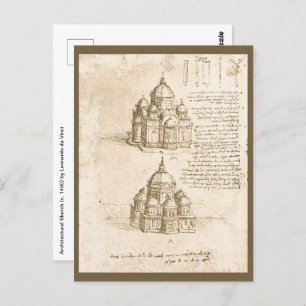 Leonardo da Vinci's Architectonische Kathedraalstu Briefkaart