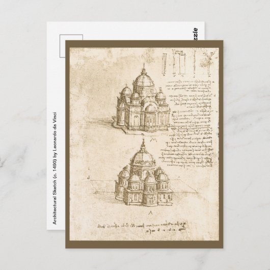 Leonardo da Vinci's Architectonische Kathedraalstu Briefkaart (Voorkant / Achterkant)