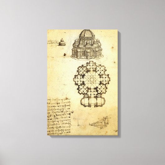 Leonardo da Vinci's Architectonische Kathedraalstu Canvas Afdruk (Voorkant)