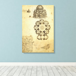 Leonardo da Vinci's Architecturale Kathedraal Stud Canvas Afdruk