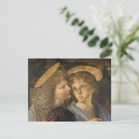 Leonardo da Vinci's doop van Christus engelen Briefkaart (Staand voorkant)