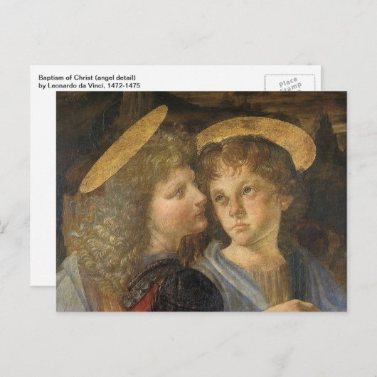 Leonardo da Vinci's doop van Christus engelen Briefkaart (Voorkant / Achterkant)