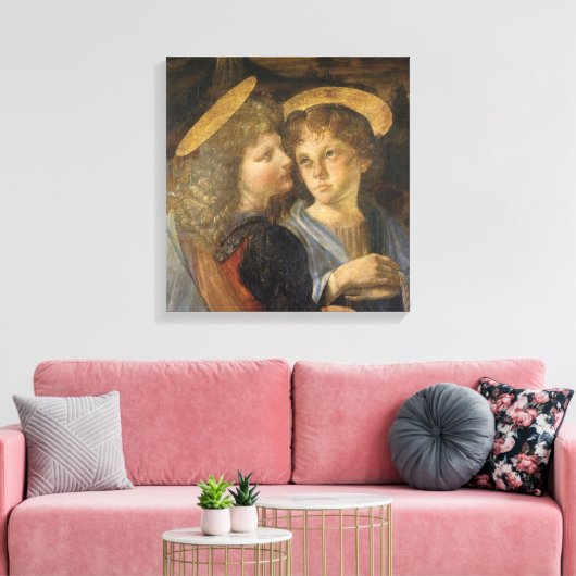 Leonardo da Vinci's doop van Christus engelen Canvas Afdruk (Insitu (Woonkamer))
