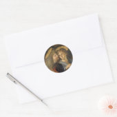 Leonardo da Vinci's doop van Christus engelen Ronde Sticker (Envelop)