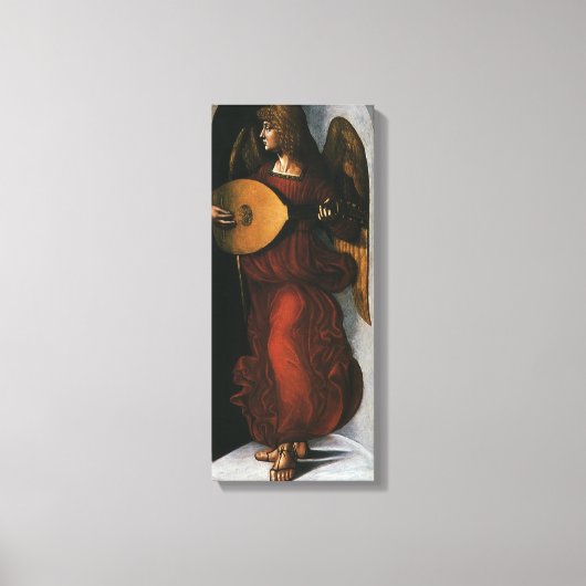 Leonardo da Vinci's Een engel in het rood met een Canvas Afdruk (Voorkant)