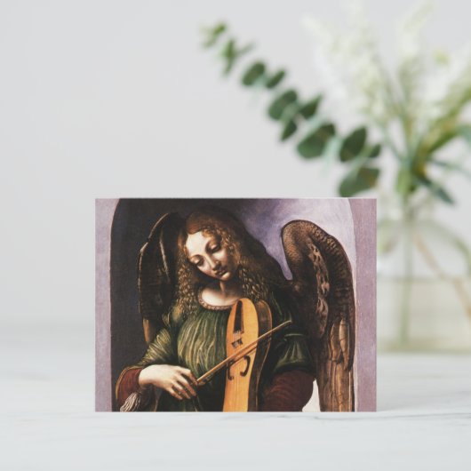 Leonardo da Vinci's Engel in Groen met een Vielle Briefkaart (Staand voorkant)