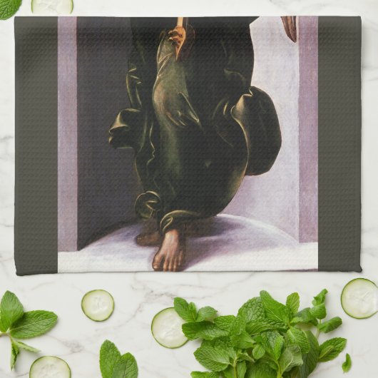 Leonardo da Vinci's Engel in Groen met een Vielle Theedoek (Gevouwen)