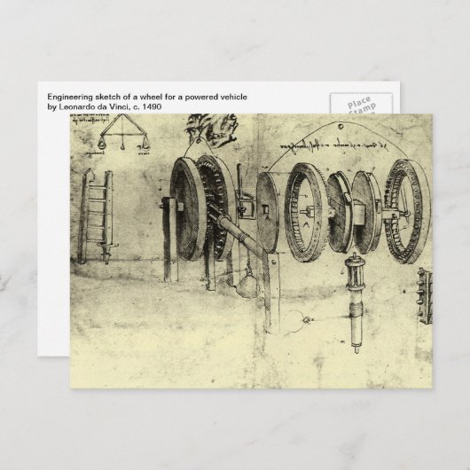 Leonardo da Vinci's Engineering Sketch of a Wheel Briefkaart (Voorkant / Achterkant)