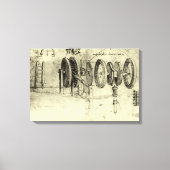 Leonardo da Vinci's Engineering Sketch of a Wheel Canvas Afdruk (Voorkant)