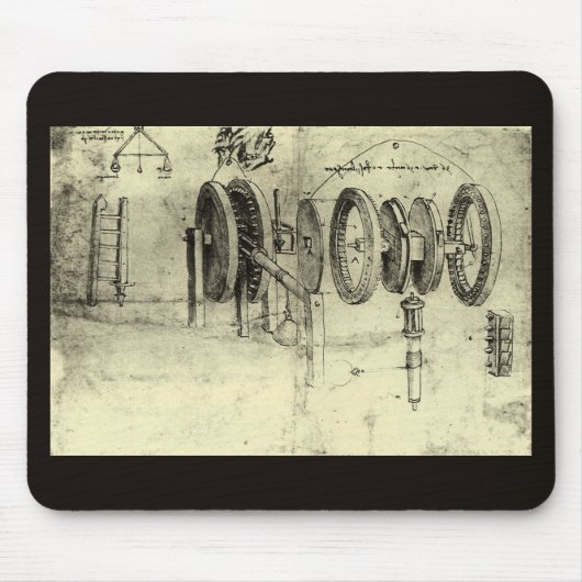Leonardo da Vinci's Engineering Sketch of a Wheel Muismat (Voorkant)