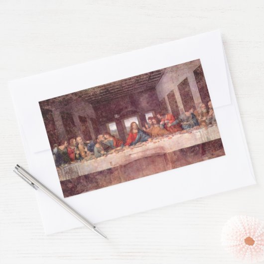 Leonardo da Vinci's Het Laatste Avondmaal Rechthoekige Sticker (Envelop)