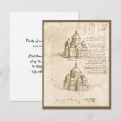 Leonardo da Vinci's Kathedraal Architectuur Studie Kaart (Voorkant / Achterkant)