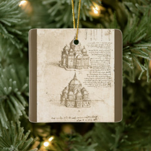 Leonardo da Vinci's Kathedrale Architectuur Studie Keramisch Ornament