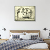Leonardo da Vinci's loopband aangedreven kruisboog Canvas Afdruk (Insitu (Slaapkamer))