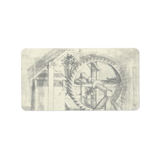 Leonardo da Vinci's loopband aangedreven kruisboog Etiket (Voorkant)