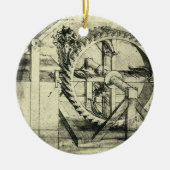 Leonardo da Vinci's loopband aangedreven kruisboog Keramisch Ornament (Voorkant)