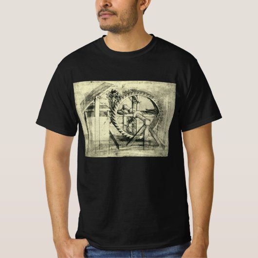 Leonardo da Vinci's loopband aangedreven kruisboog T-shirt (Voorkant)