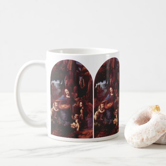 Leonardo da Vinci's Maagd (Madonna) van de Rotsen Koffiemok (Met donut)