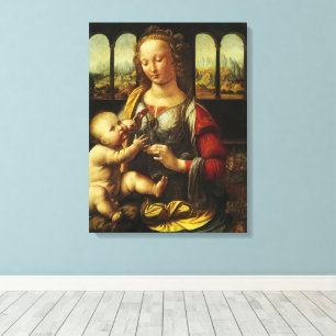 Leonardo da Vinci's Madonna met de anjer Canvas Afdruk