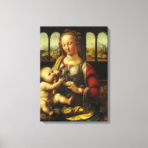Leonardo da Vinci's Madonna met de anjer Canvas Afdruk