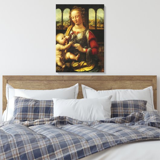 Leonardo da Vinci's Madonna van de Anjer Canvas Afdruk (Insitu (Slaapkamer))