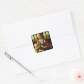 Leonardo da Vinci's Madonna van de Anjer Vierkante Sticker (Envelop)