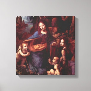 Leonardo da Vinci's Madonna van de Rotsen Canvas Afdruk