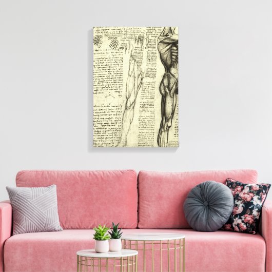 Leonardo da Vinci's menselijke anatomie mannelijke Canvas Afdruk (Insitu (Woonkamer))