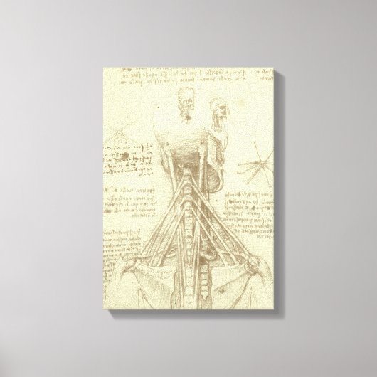 Leonardo da Vinci's menselijke anatomie ruggengraa Canvas Afdruk (Voorkant)