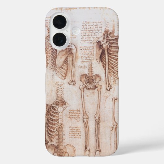 Leonardo da Vinci's menselijke anatomie skelet Bot Case-Mate iPhone Case (Achterkant)