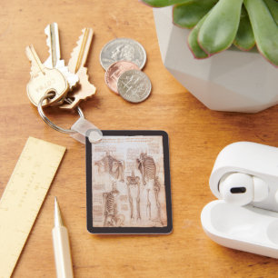 Leonardo da Vinci's menselijke anatomie skelet Bot Sleutelhanger