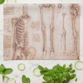 Leonardo da Vinci's menselijke anatomie skelet Bot Theedoek (Gevouwen)