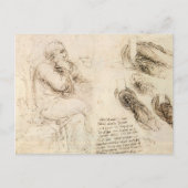 Leonardo da Vinci's Oude Man en Waterschets Briefkaart (Voorkant)
